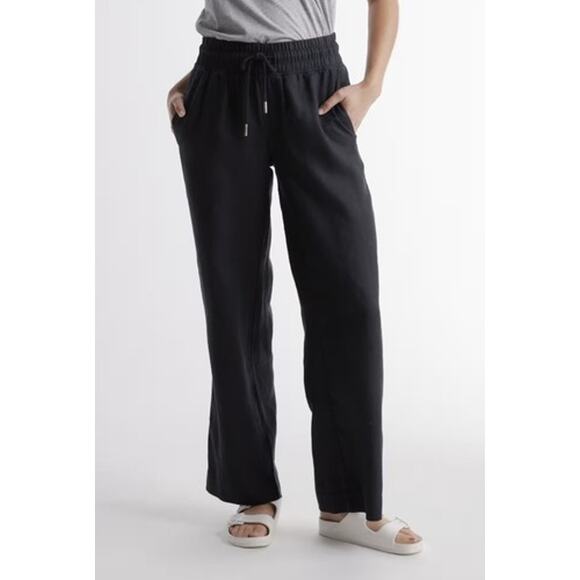 Quince Women 100% European Linen Wide Leg Pull On Pants Black Size Extra Small - Picture 1 of 15
